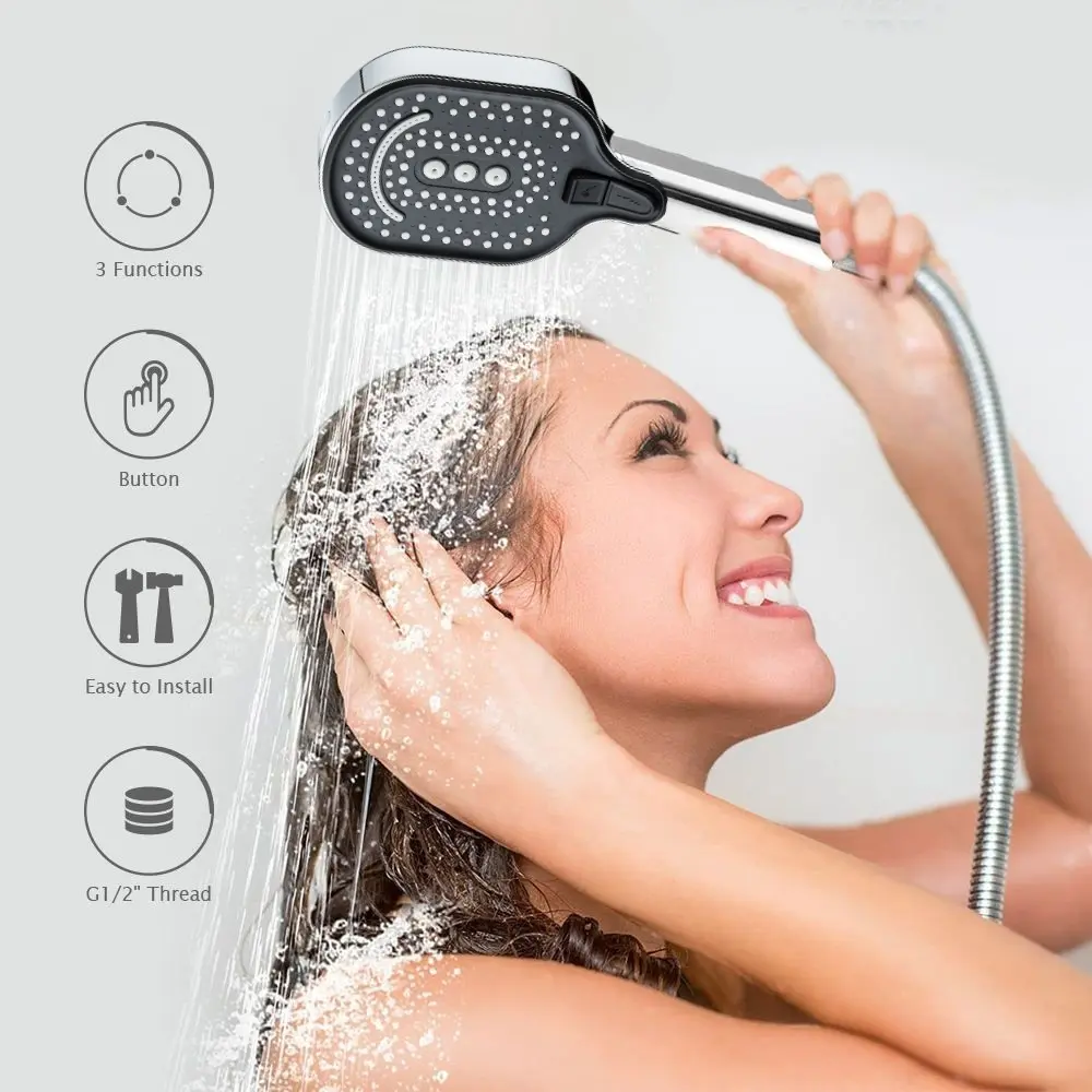 One Button Switch Multi-Spray Shower Head တပ်ဆင်ရလွယ်ကူသည်။